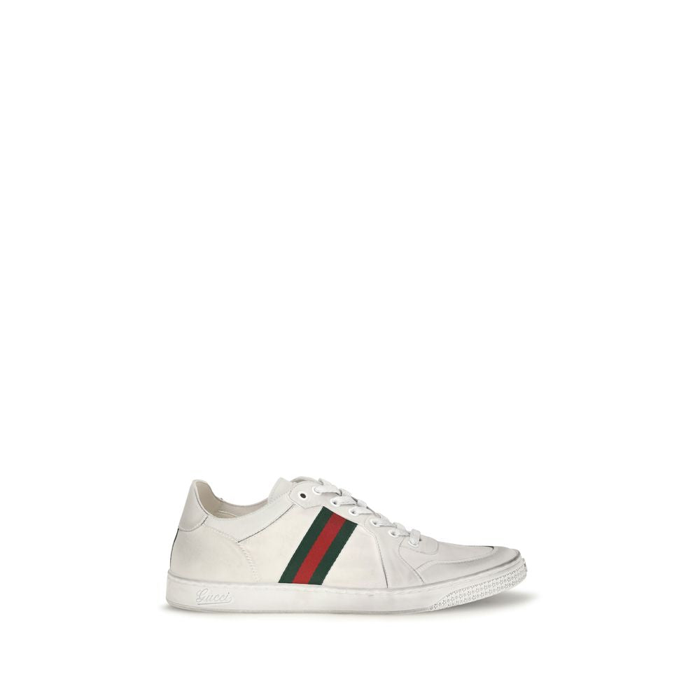 Gucci Leather Stretch Low Top Sneakers - White