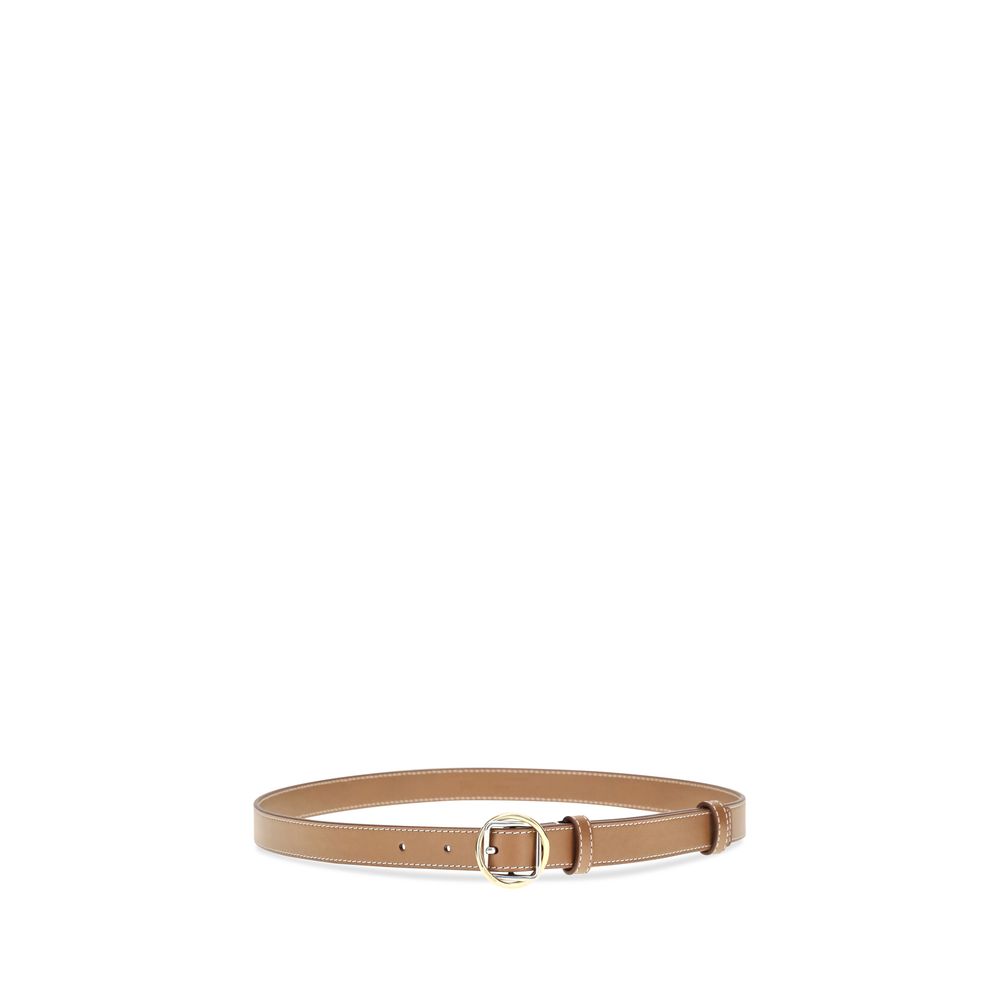 Jacquemus Rond-Carré Buckle Slim Leather Belt - Beige