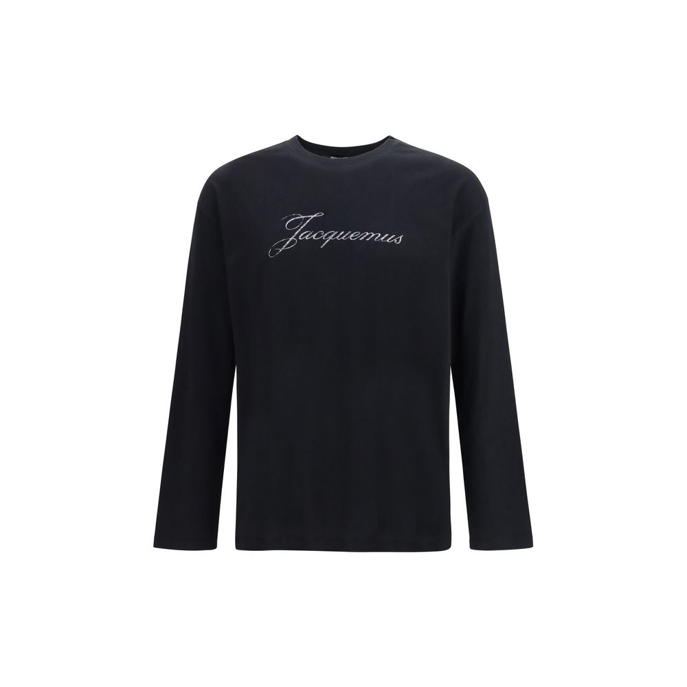 Jacquemus Logo Script Long Sleeve Top - Black