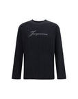 Jacquemus Logo Script Long Sleeve Top - Black