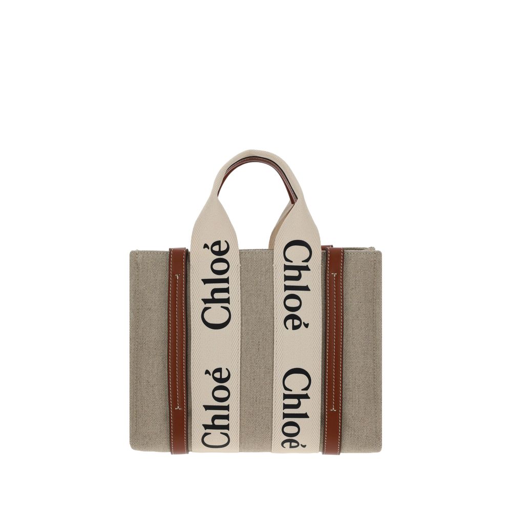 Chloé Small Linen Woody Tote Handbag