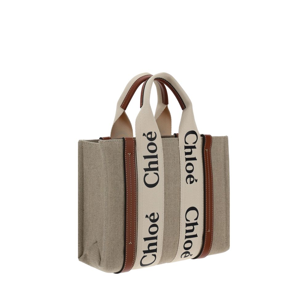 Chloé Small Linen Woody Tote Handbag