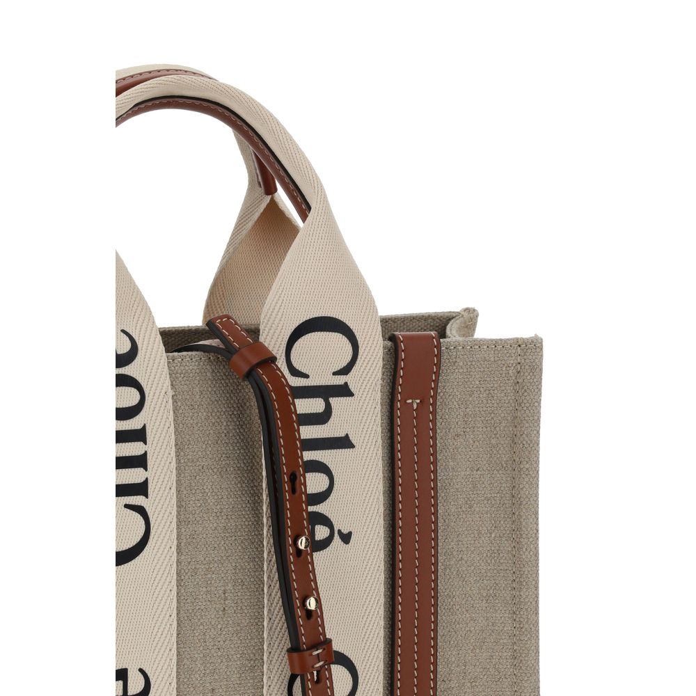 Chloé Small Linen Woody Tote Handbag