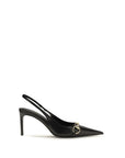 Gucci Leather Horsebit Slingback High Heel Pumps