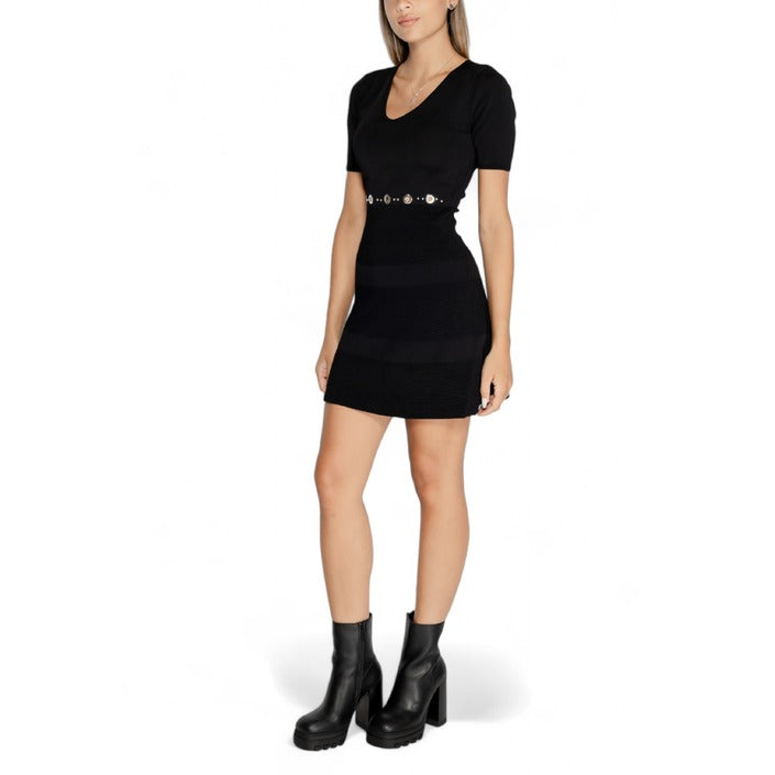 Morgan De Toi Black Short Sleeve Bodycon Mini Dress