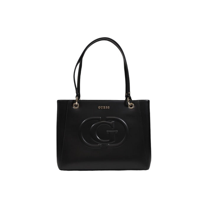 Guess Logo Black Vegan Leather Tote Bag