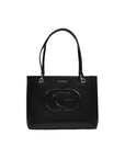 Guess Logo Black Vegan Leather Tote Bag