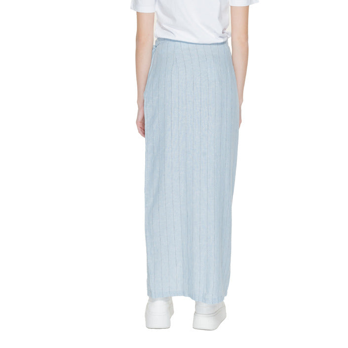 Vero Moda Linen Wrap Maxi Skirt Striped