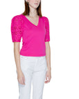 Morgan De Toi 100% Cotton Demure Lace Short Sleeve Top - pink