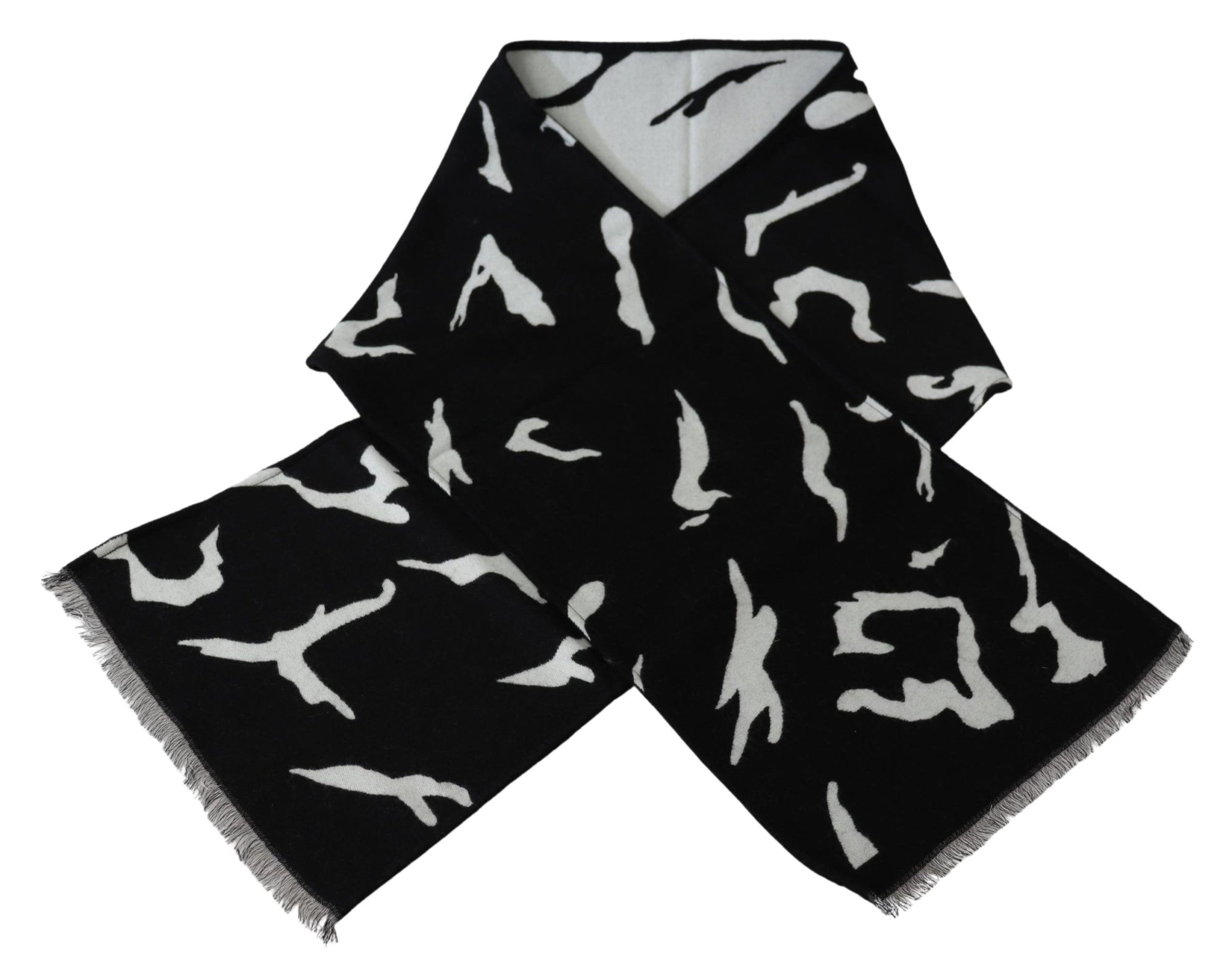 Givenchy Black & White Wool-Silk Unisex Scarf