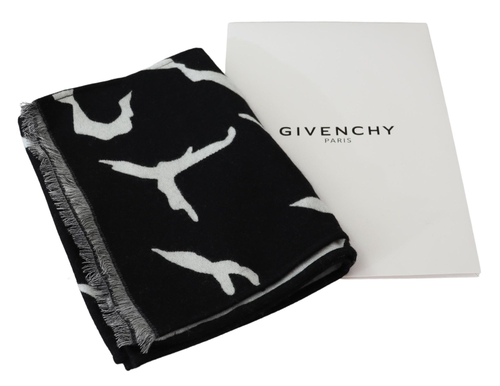 Givenchy Black & White Wool-Silk Unisex Scarf