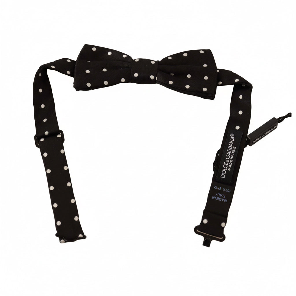 Dolce & Gabbana Papillon Polka Dot Silk Bow Tie - Black