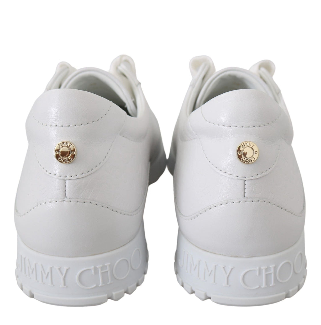 Jimmy Choo All White Monza Olel Leather Sneakers