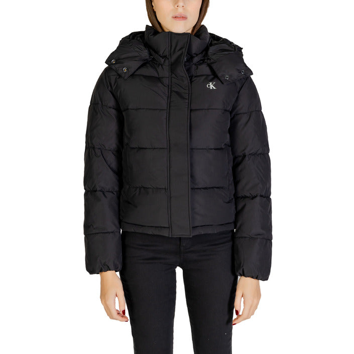 Calvin Klein Jeans Logo Hooded Puffer Jacket - black