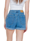 Vero Moda Logo Classic Light Wash Denim Shorts Rolled Hem