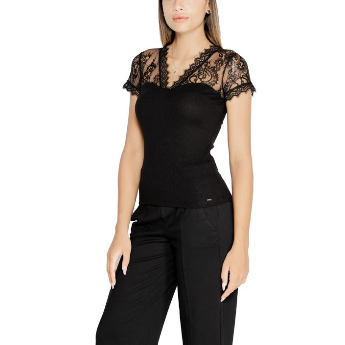 Morgan De Toi Black Lace Sleeve Top