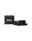 Boss Minimalist Leather Belt Muted Black Square Buckle