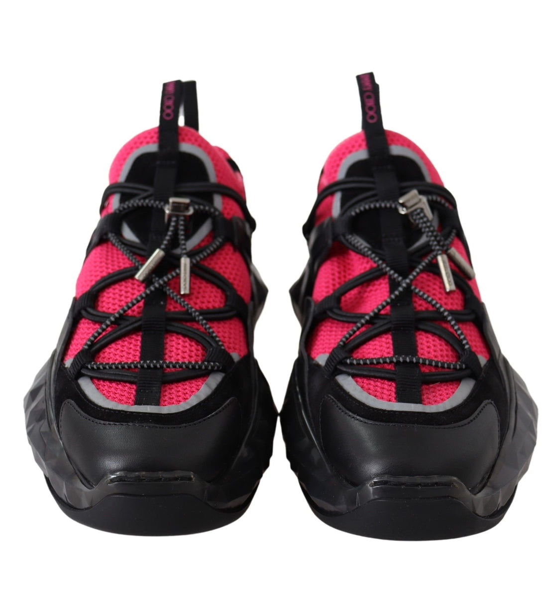 Jimmy Choo Electric Red & Black Leather Low Top Sneakers