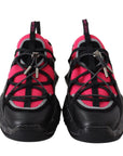 Jimmy Choo Electric Red & Black Leather Low Top Sneakers