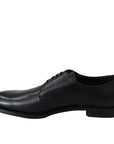 Dolce & Gabbana Black Leather Sartoria Handcrafted Derby Lace-Up Shoes
