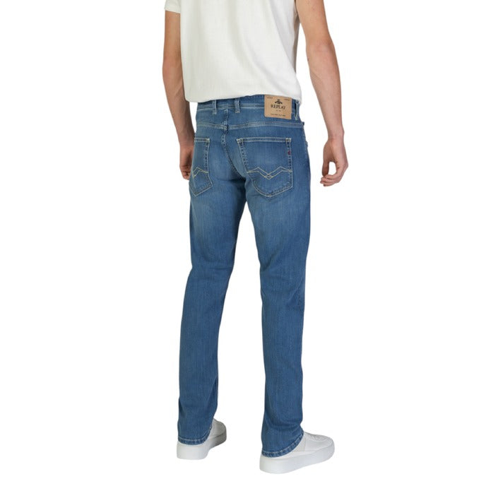 Replay Logo Medium Wash Straight Leg Jeans