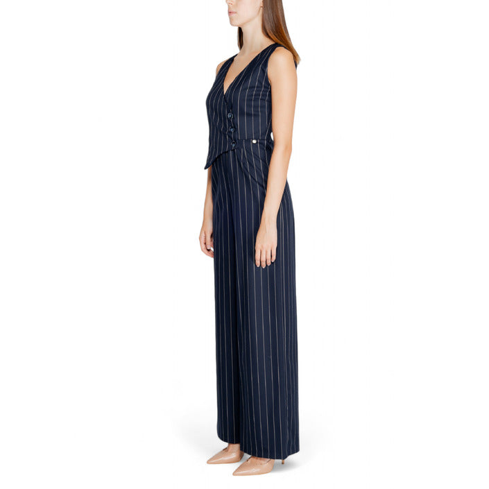 Rinascimento V-Neck Striped Maxi Jumpsuit