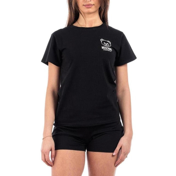 Moschino Logo Cotton-Blend Sleepwear &amp; Loungewear T-Shirt - black