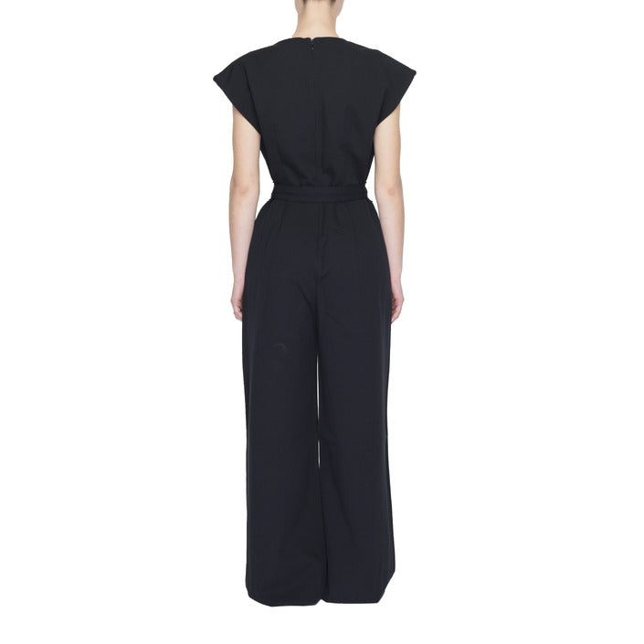 Vila Clothes All Black Front Tie Maxi Jumpsuit