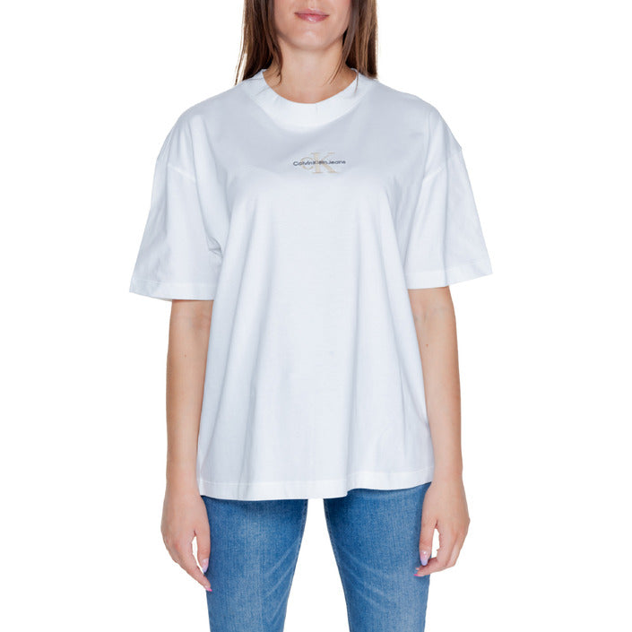 Calvin Klein Jeans Logo 100% Cotton Crewneck T-Shirt - white