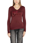 Guess Logo V-Neck Long Sleeve Knit Top