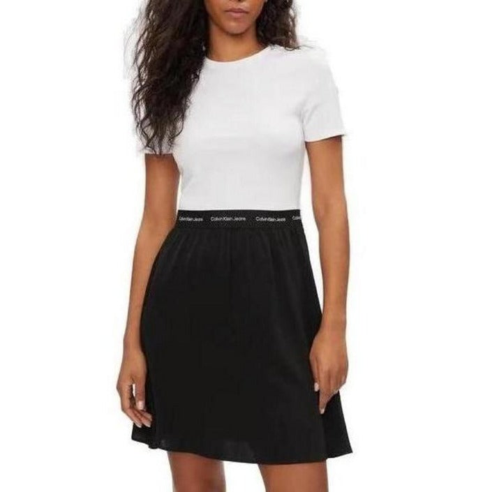 Calvin Klein Jeans Logo Mini Dress - black and white
