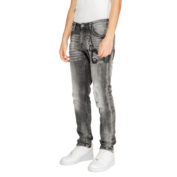 Icon Logo Distressed & Ripped Dirty Wash Grey Skinny Jeans