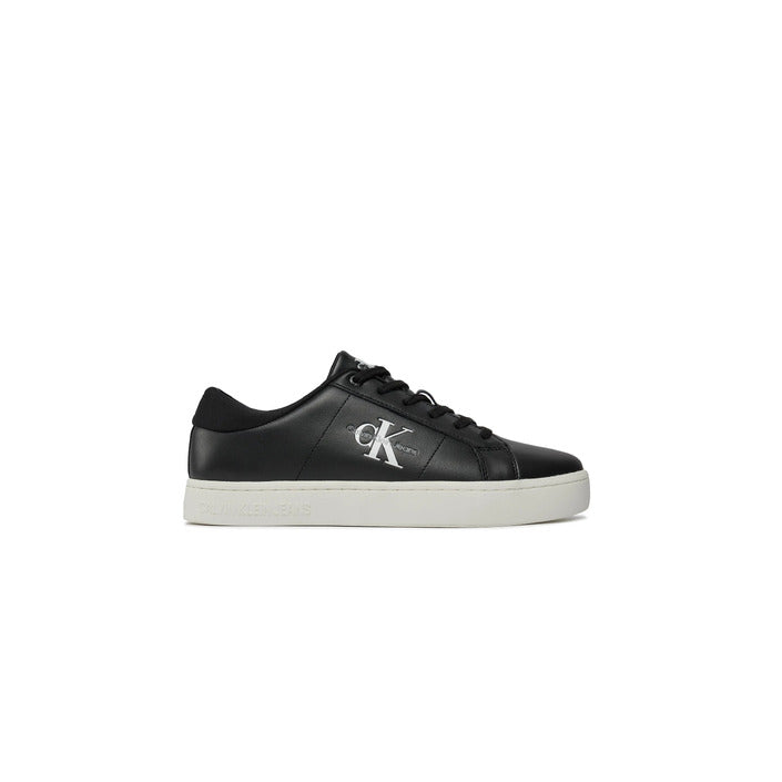 Calvin Klein Jeans Logo Leather Chunky Sole Low Top Lace-Up Sneakers - black