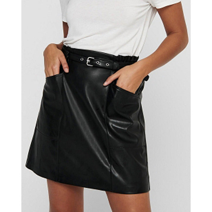 Only Leather Look All Black Mini Skirt