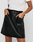 Only Leather Look All Black Mini Skirt