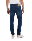 Replay Logo Medium Blue Washed Slim Fit Jeans