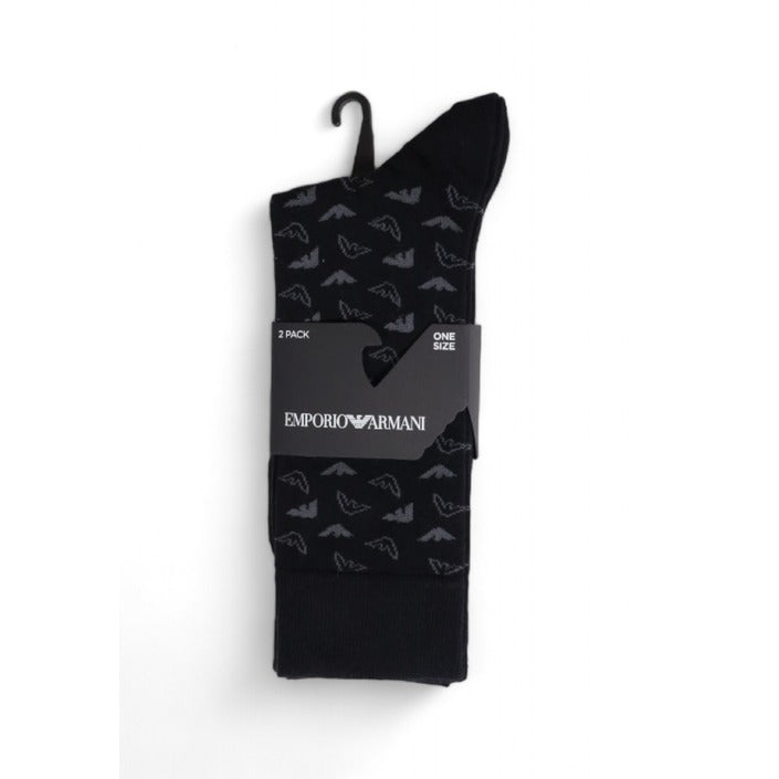 Emporio Armani Logo 100% Cotton Midi Quarter Socks - 2 Pack