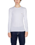 Emporio Armani Logo Cotton Crewneck Long Sleeve Top - white