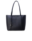 Armani Exchange Logo Charm Black Vegan Leather Tote Bag