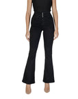 Only Minimalist High Waist Flared Fit Cotton-Blend Black Pants