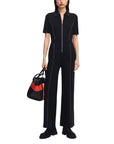 Desigual Collar Midline Zip All Black Jumpsuit