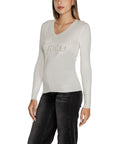 Guess Logo V-Neck Long Sleeve Knit Top