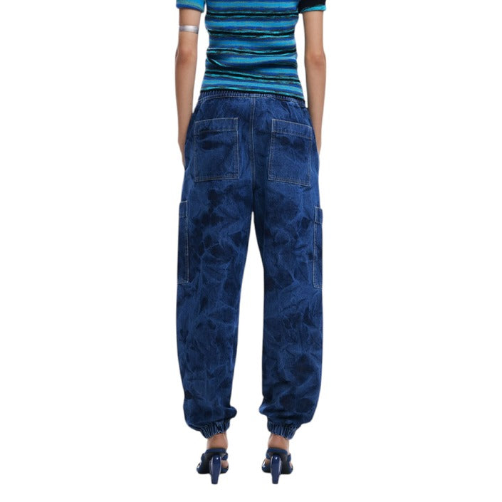 Desigual Medium Blue Cargo Baggy Jogger Denim Jeans