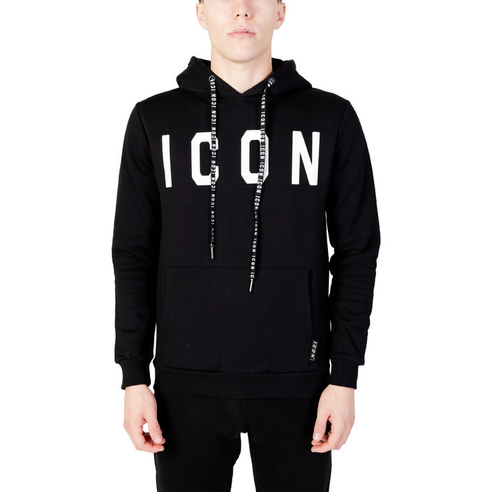 Icon Logo Pure Cotton Athleisure Hooded Pullover - Black
