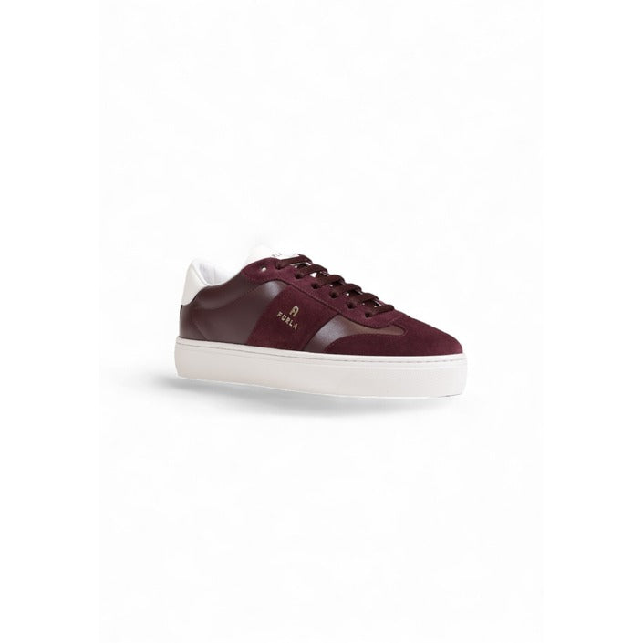 Furla Logo Leather Low-Top Sneakers - Bordeaux