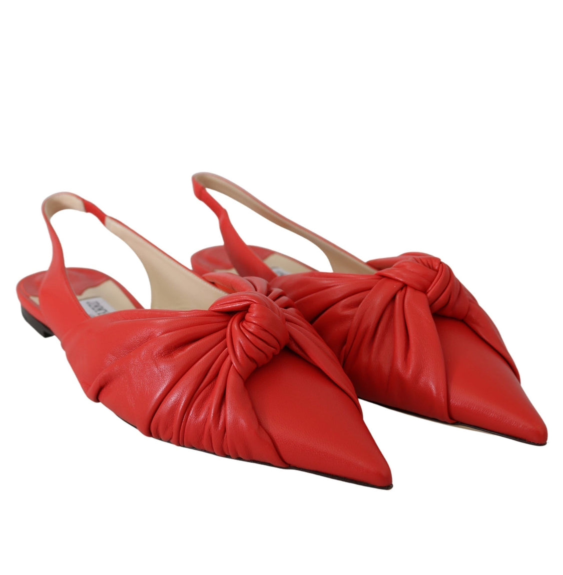 Jimmy Choo Chic Red Pointed Toe Leather Pump Flats