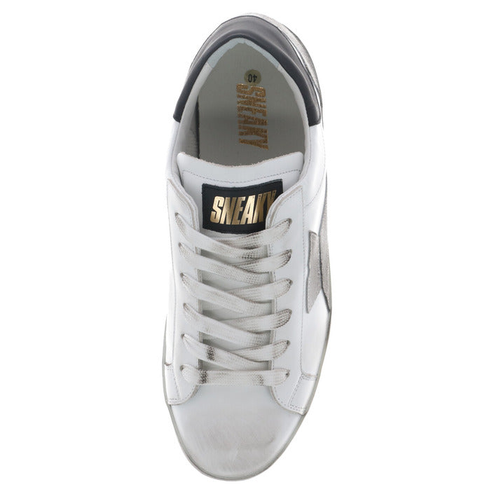 Sneaky Logo Distressed Genuine Leather Sneakers