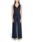 Rinascimento V-Neck Striped Maxi Jumpsuit