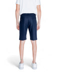 Antony Morato Minimalist Linen-Blend Navy Blue/Beige Shorts