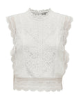 Only Lace Trim Sleeveless Crop Top - Cotton Blend